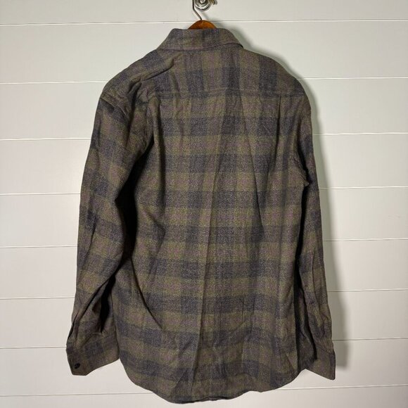 Bruli Long Sleeve Button Up Plaid Shirt Olive Green Purple Dk. Gray Sz Medium - Picture 5 of 9